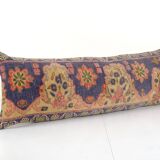 Turkish blue oushak rug pillow copper cover