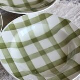 4 vintage earthenware soup plates Moulin Des Loups Nappe green model