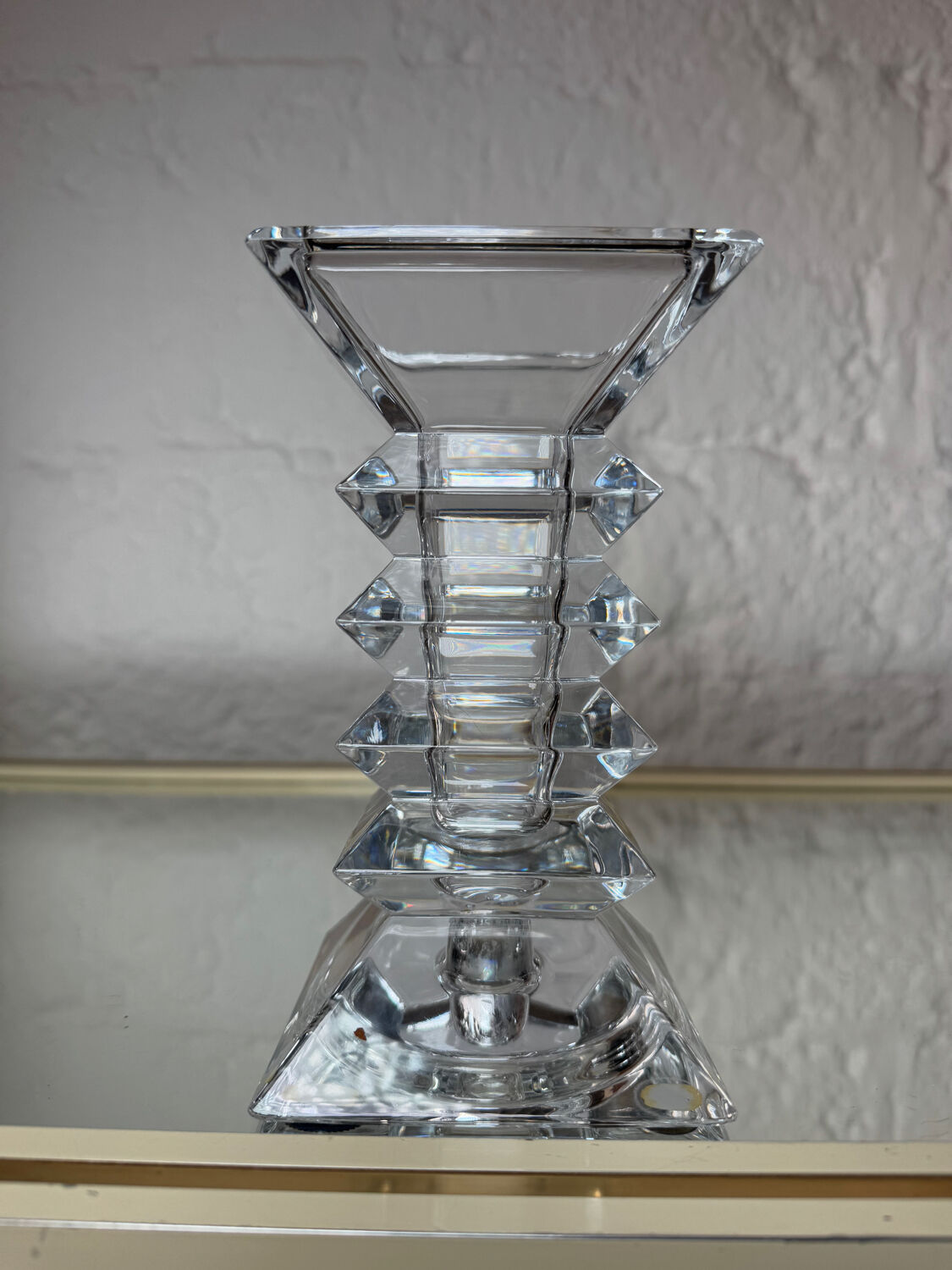 Bohemian crystal vase candlestick from the 1970s
