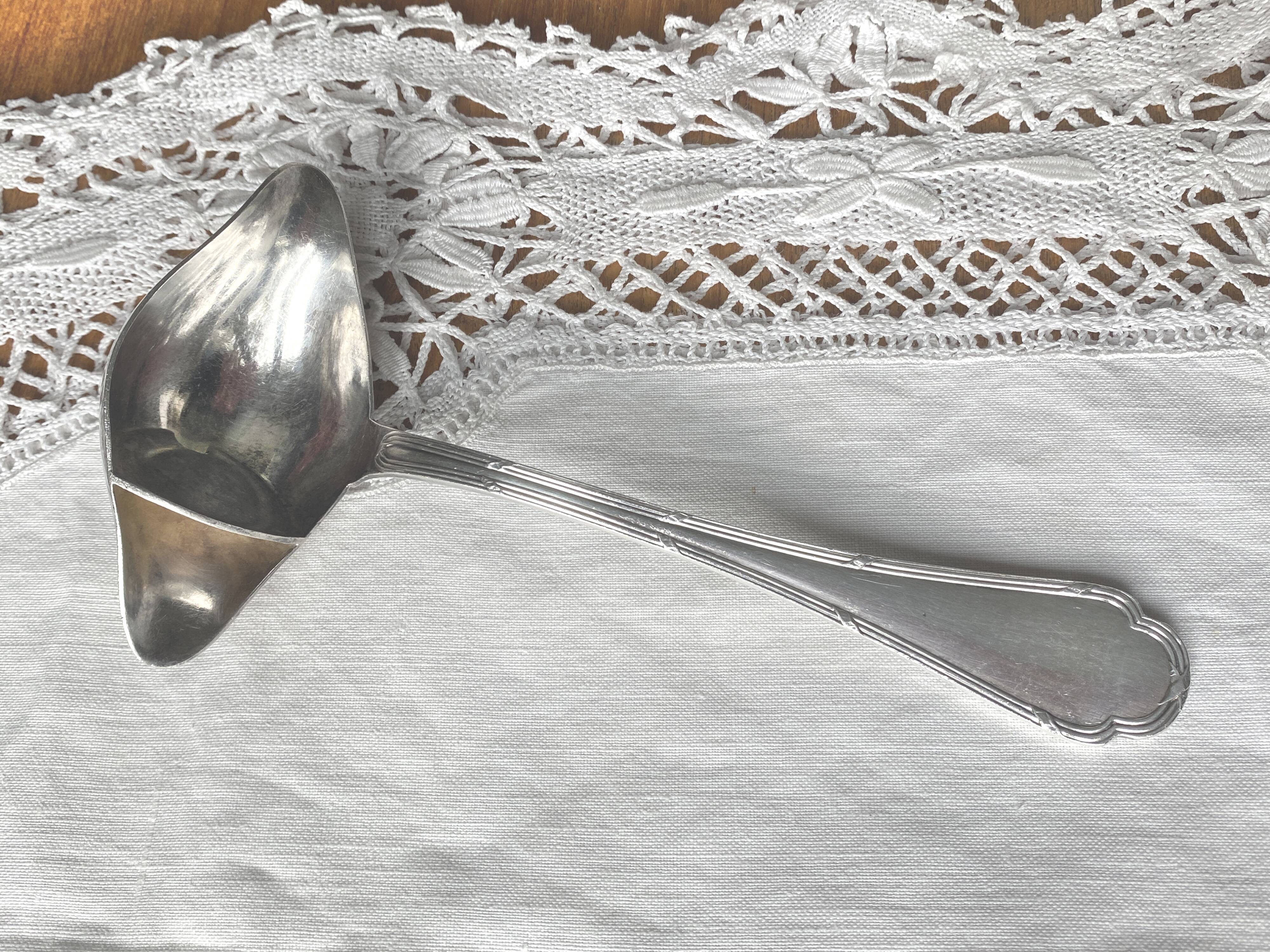 Ercuis silver-plated metal sauce spoon / ladle, ribbon model