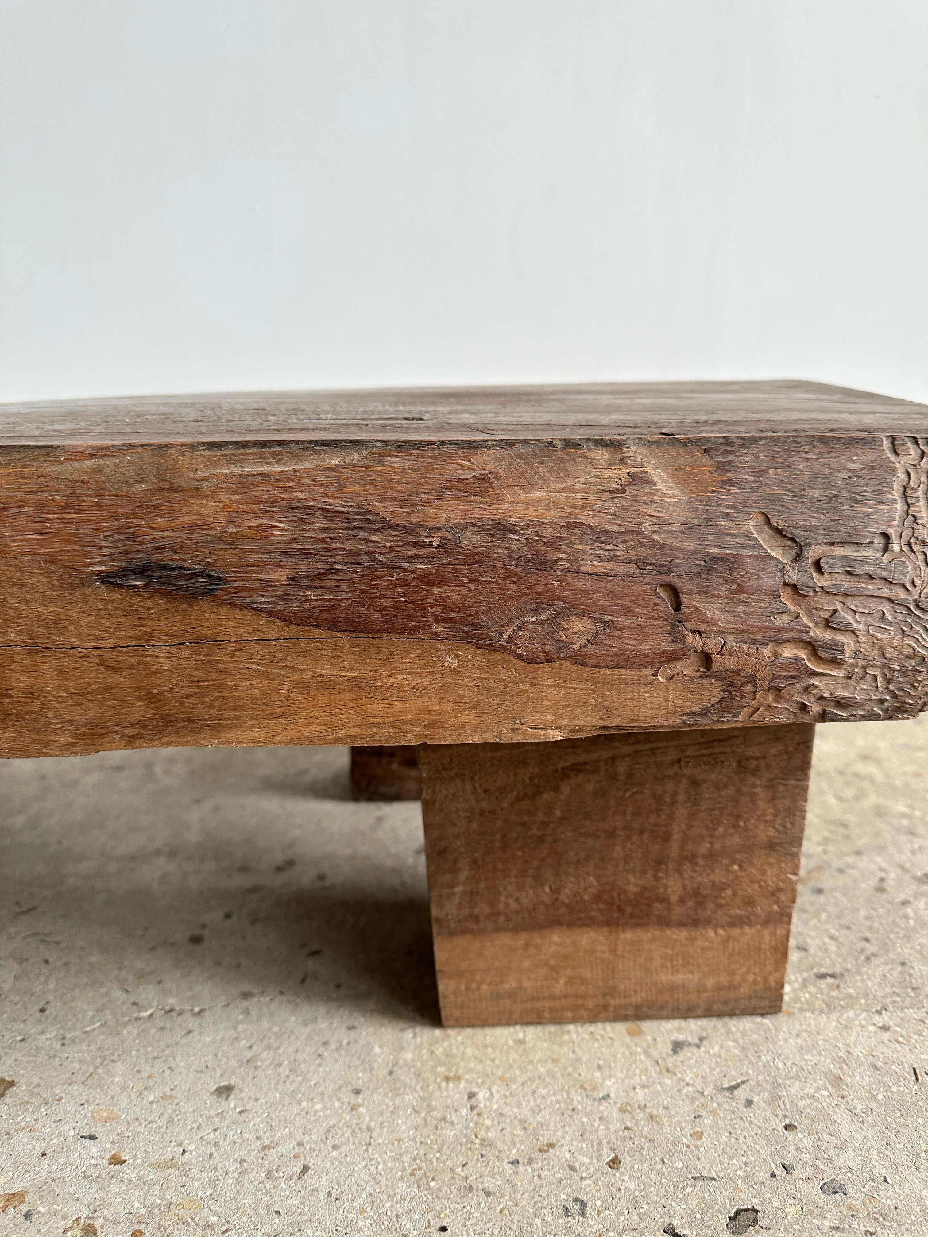 Asian solid wood quadripod brutalist coffee table H30 L81 l42