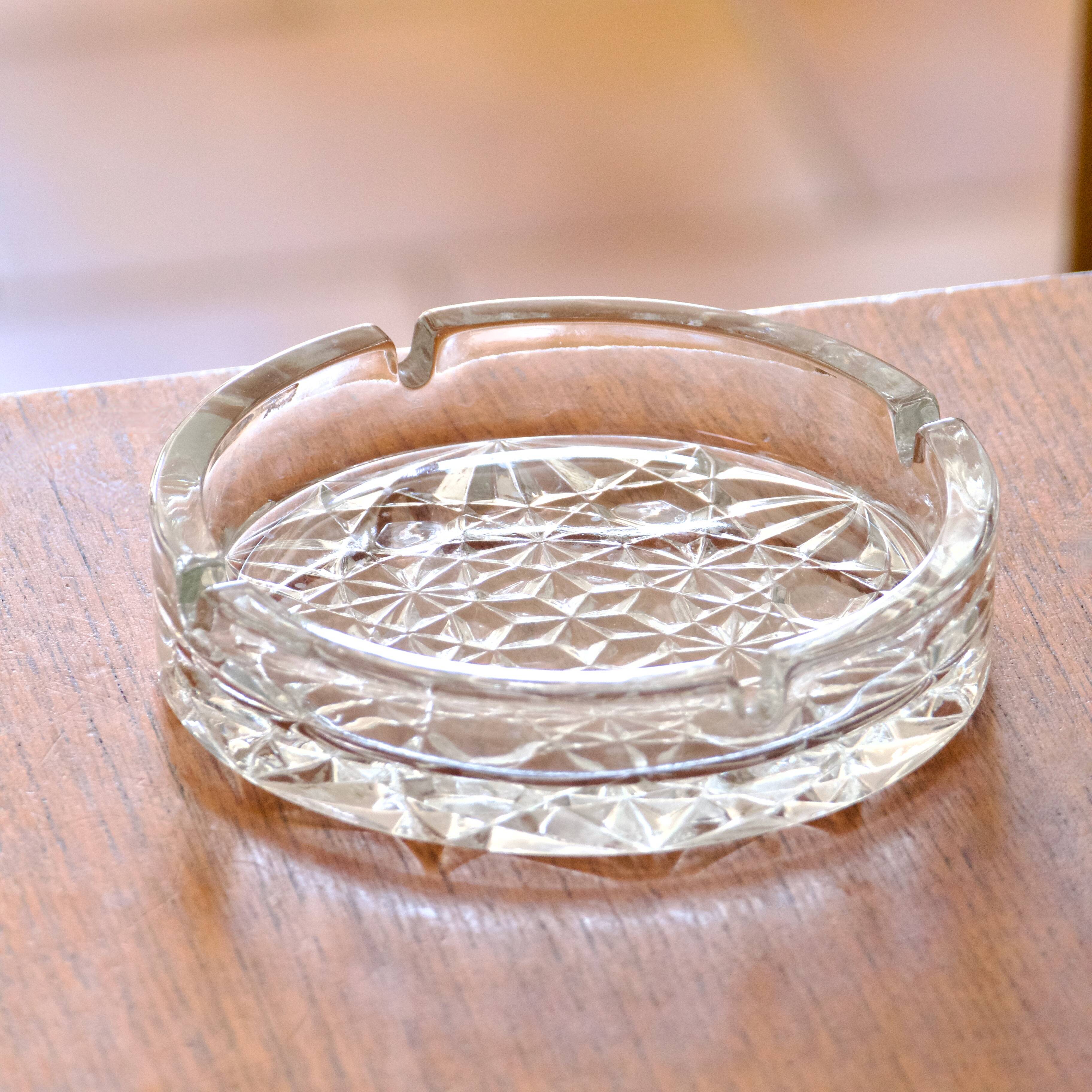 Cendrier vintage en verre épais