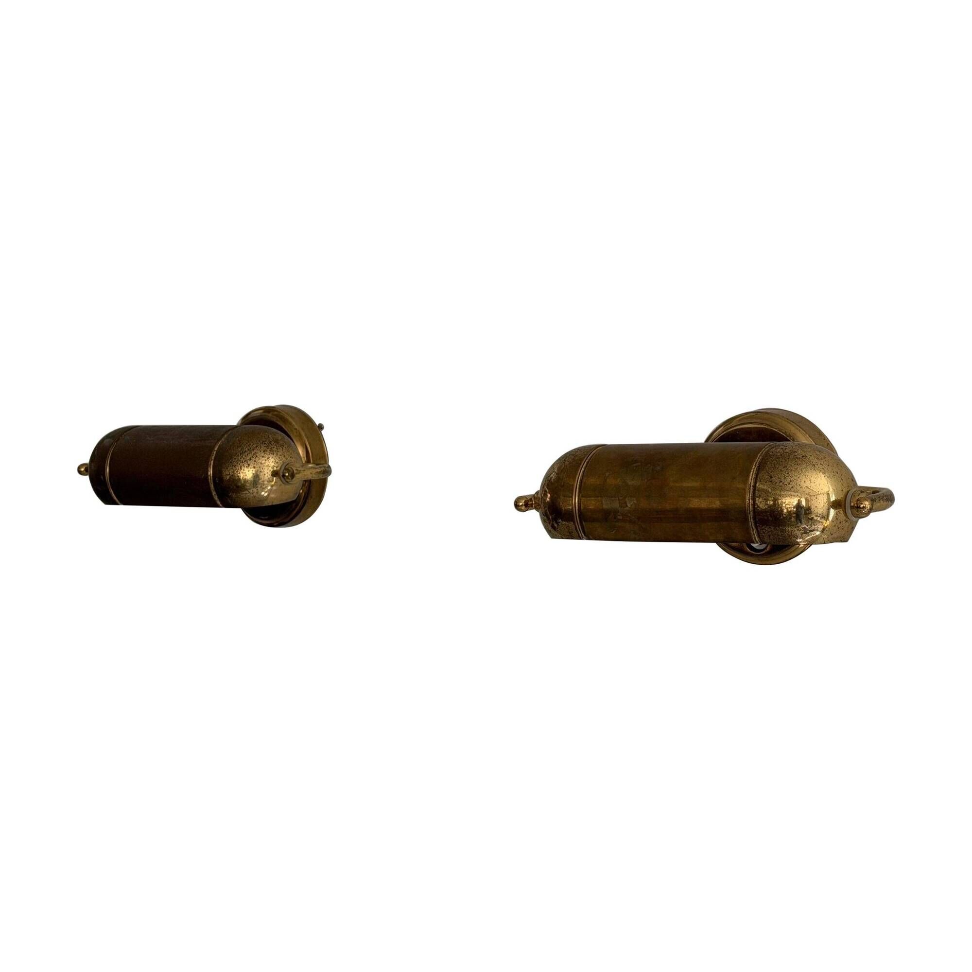 Pair of brass wall lights from the mid-century by N Leuchten, 1960s, Germany.