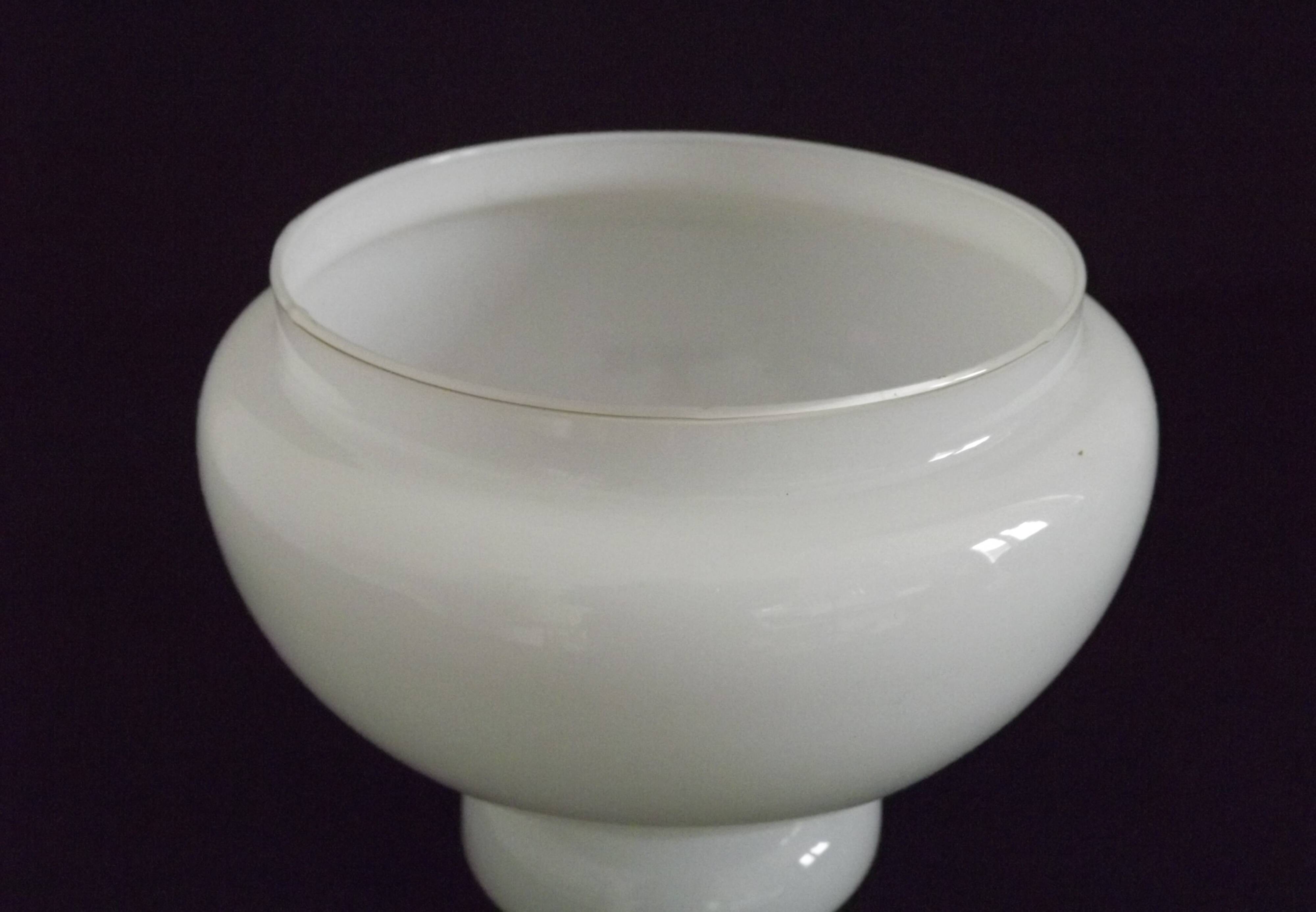 French vintage set of 4 white opaline glass lantern-style replacement shades.