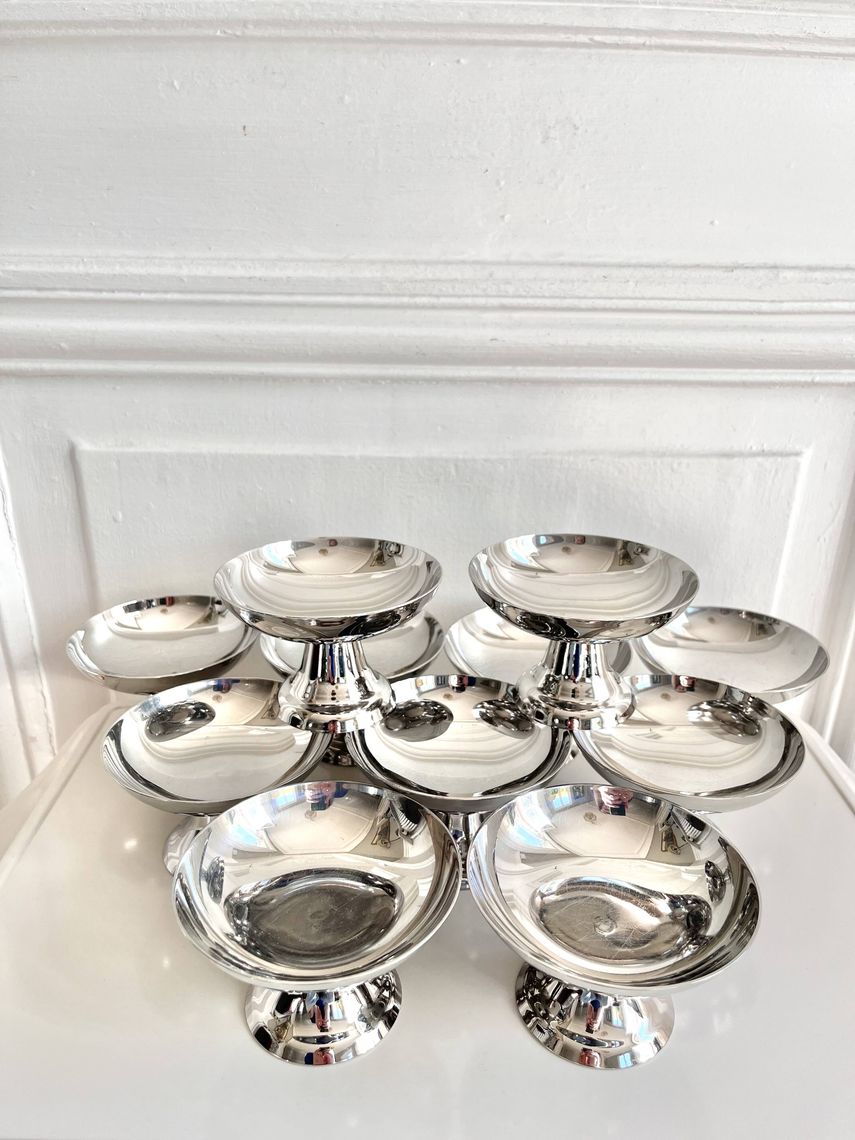 10 vintage stainless steel cups