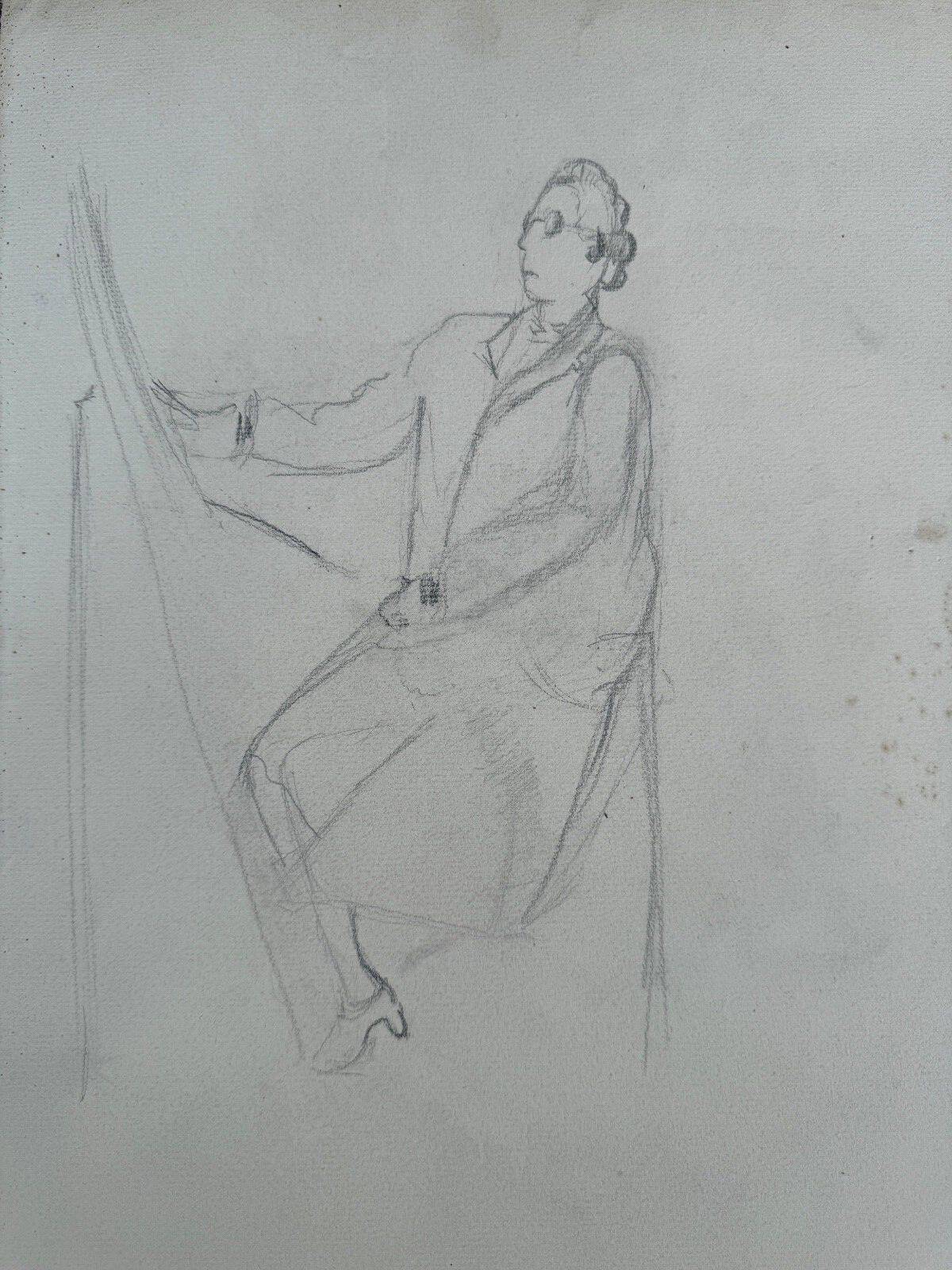 Antique academic drawing by Berger dit Lheureux Biloul charcoal 20th century