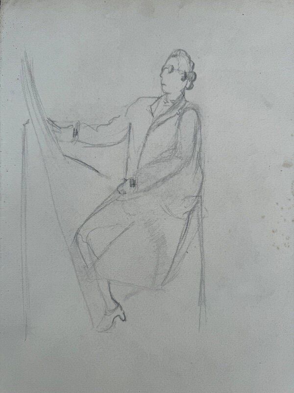 Dessin académique à l’Antique par Berger dit Lheureux Biloul fusain XXe