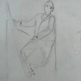 Antique academic drawing by Berger dit Lheureux Biloul charcoal 20th century