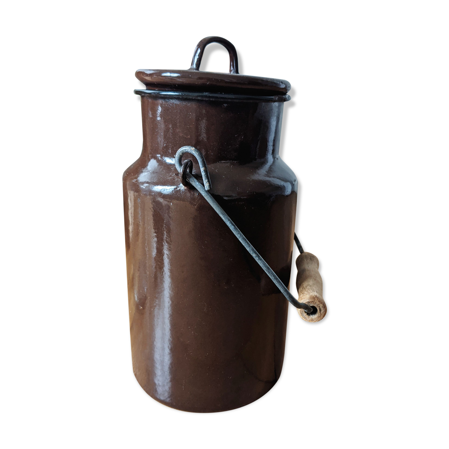 Brown enamelled sheet jar
