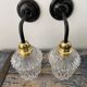 Pair of vintage electrified glass wall lamps