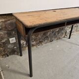 1960s double school table in oak and steel