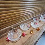 7 vintage chiseled glass cups