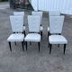 Set of 6 vintage chairs from the 50s-60s – Blue faux leather – Tapered legs