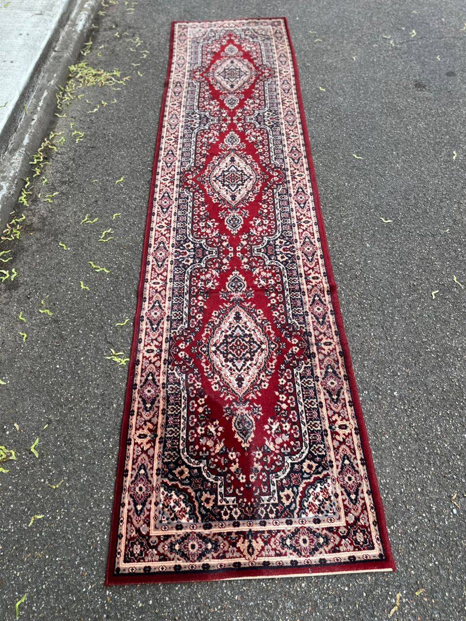 Burgundy wool hallway rug Saphir 85x350cm