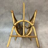 Mid-century magazine holder in rattan France 1960s