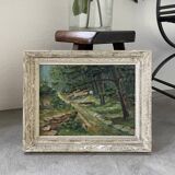 Peinture à huile balade en forêt Bailly