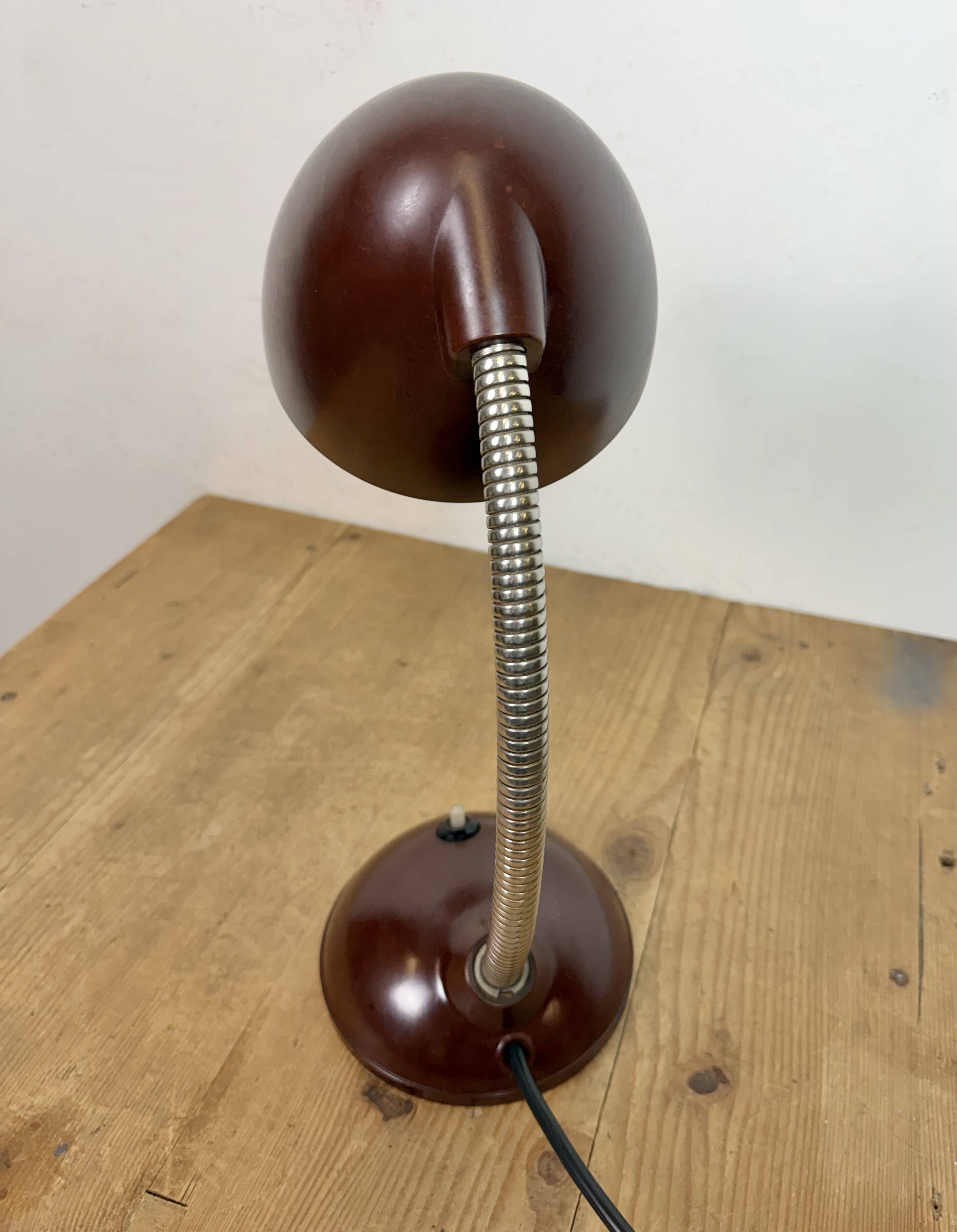 Vintage Brown Bakelite Gooseneck Table Lamp, 1950s