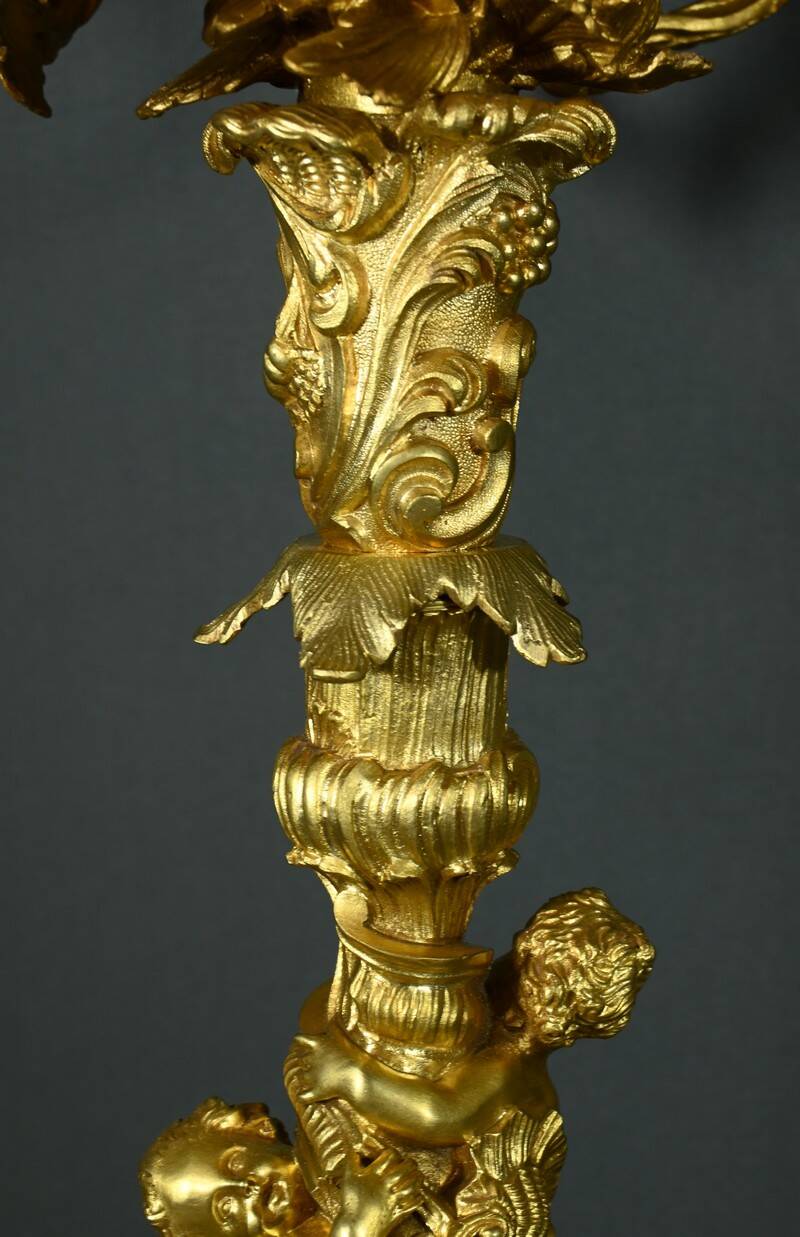Bronze Candelabra, after J-A. Meissonnier, Rococo style, Napoleonic era