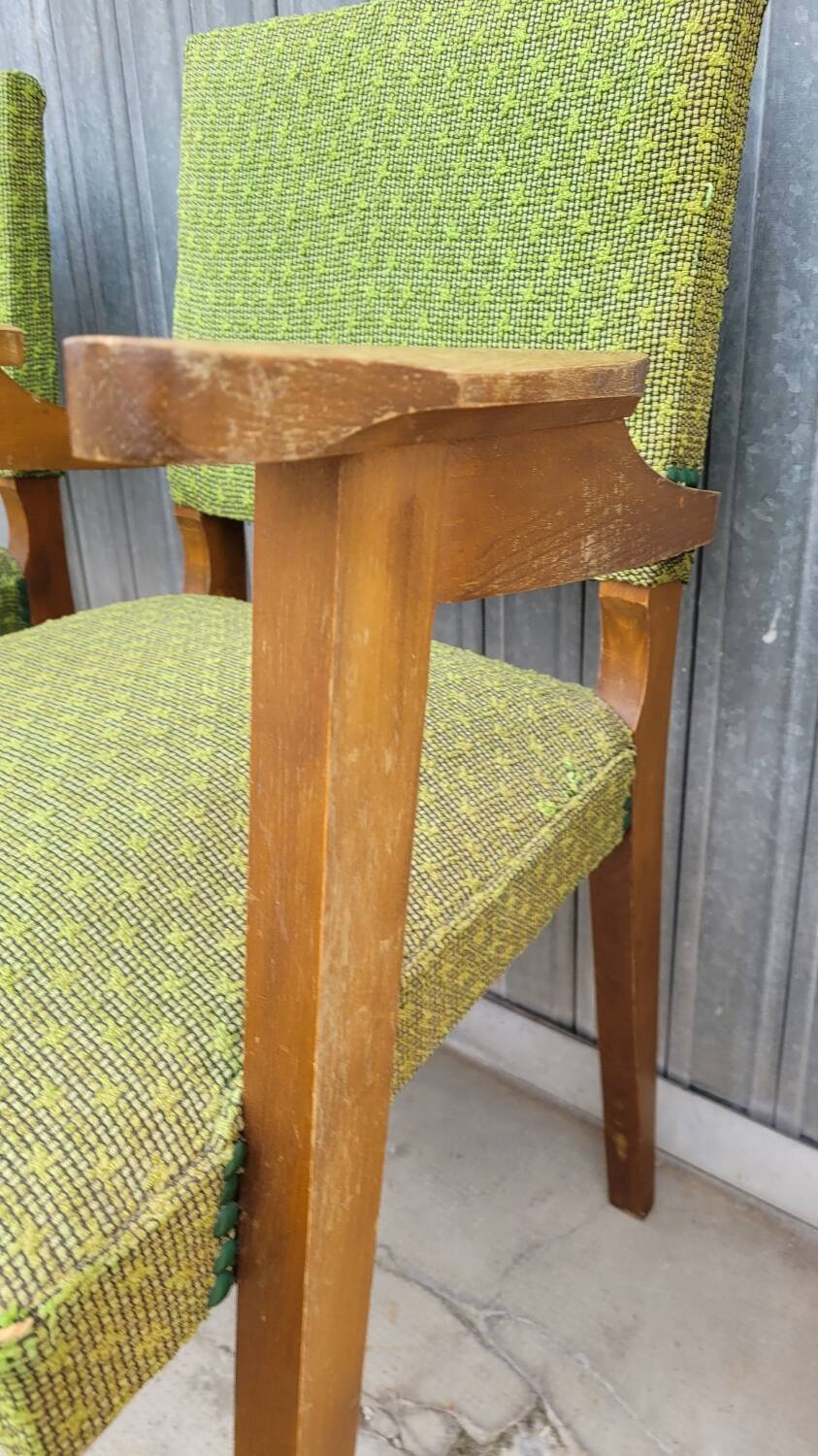 Pair of vintage bridge armchairs 1950s designer compass feet