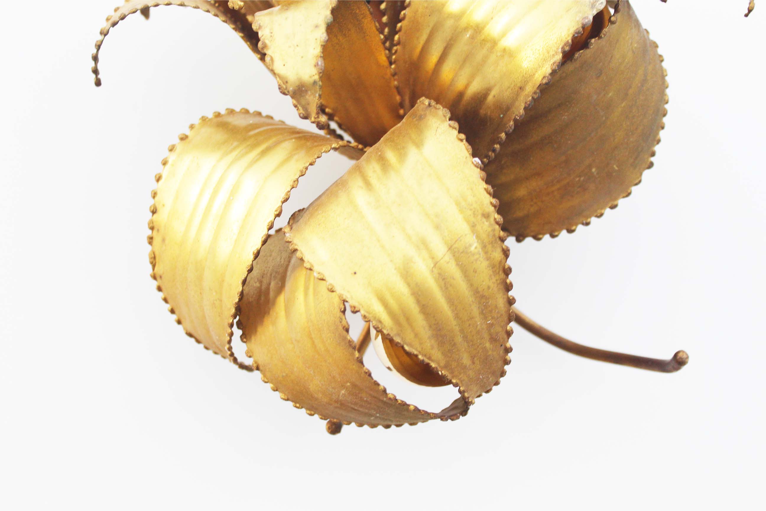 Brass torch cut 'corn cob' wall lamp