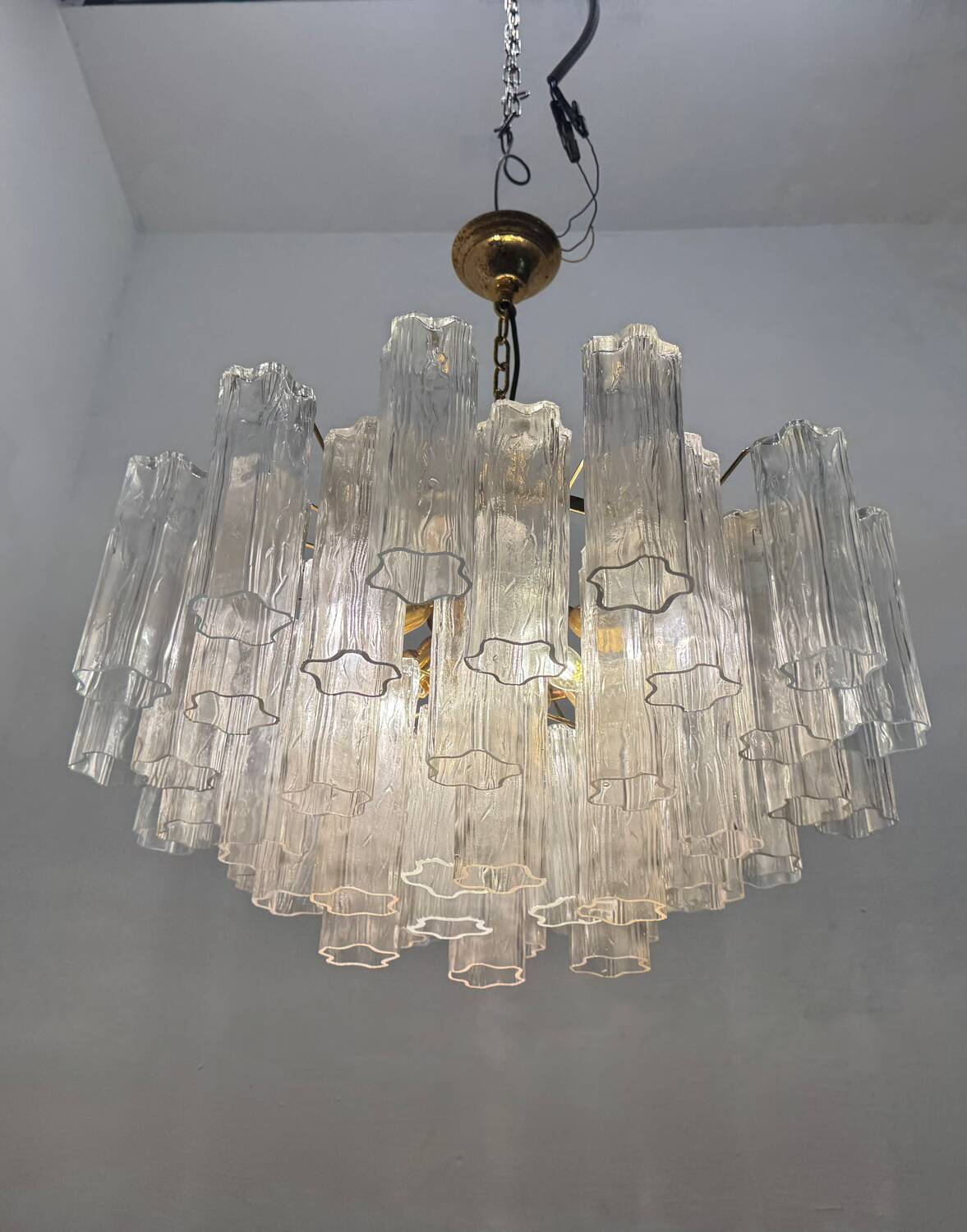 Chandelier en verre de Murano Tronchi des années 1970