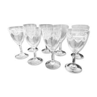 8 crystal Port glasses, Manon model from the Saint Louis crystal factory
