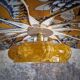 Pendant light, chandelier, rattan flower petals and vintage globe