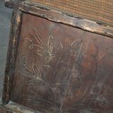 Large wall-mounted coat rack in solid brown pine, antique style circa 1900, height 210 cm.