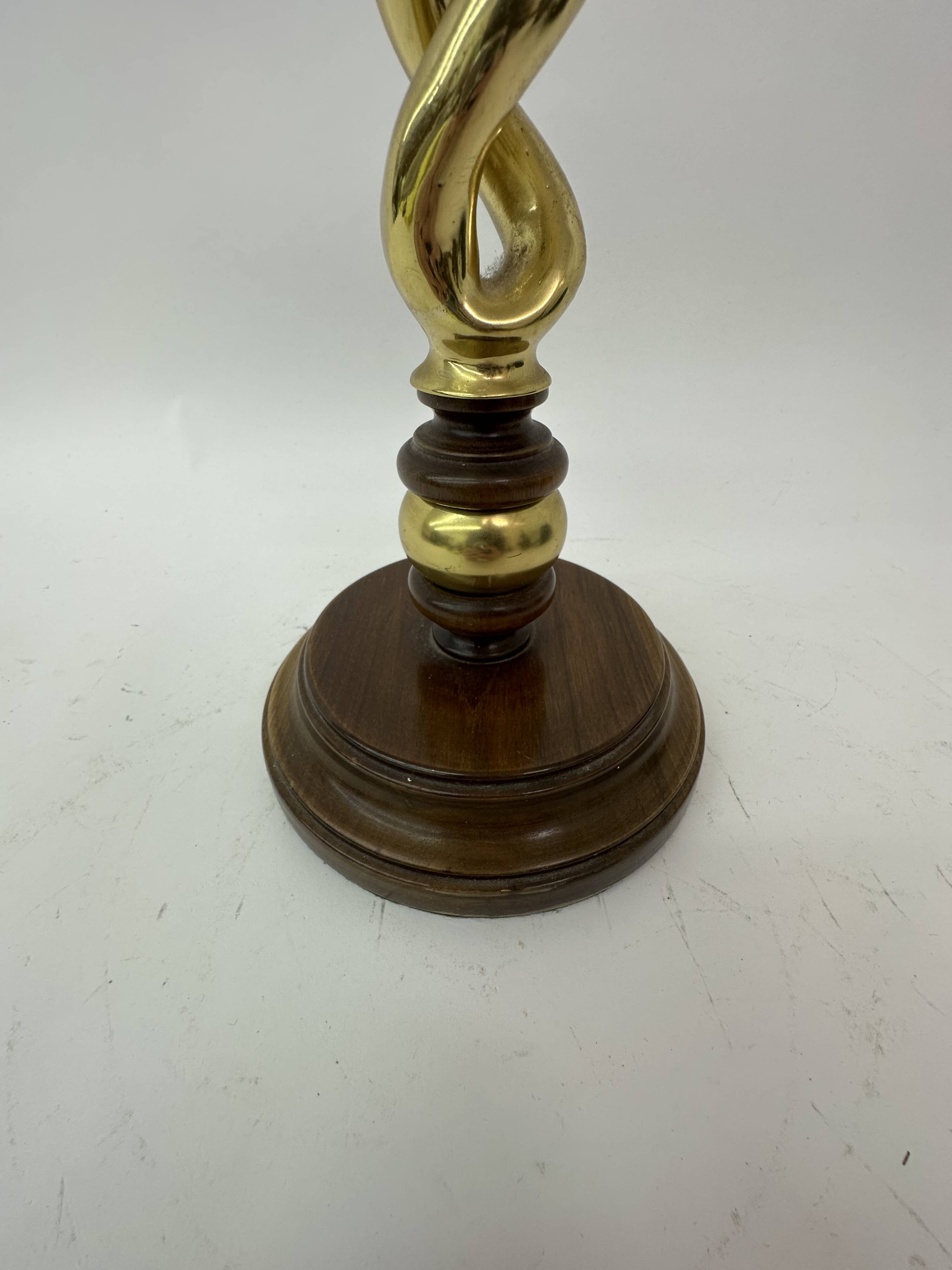 Large antique brass candle stick with wooden details , 1930’s