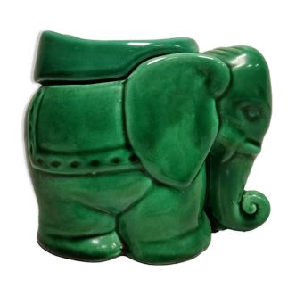 Zoomorphic ashtray in vintage ceramic, elephant-shaped slurry