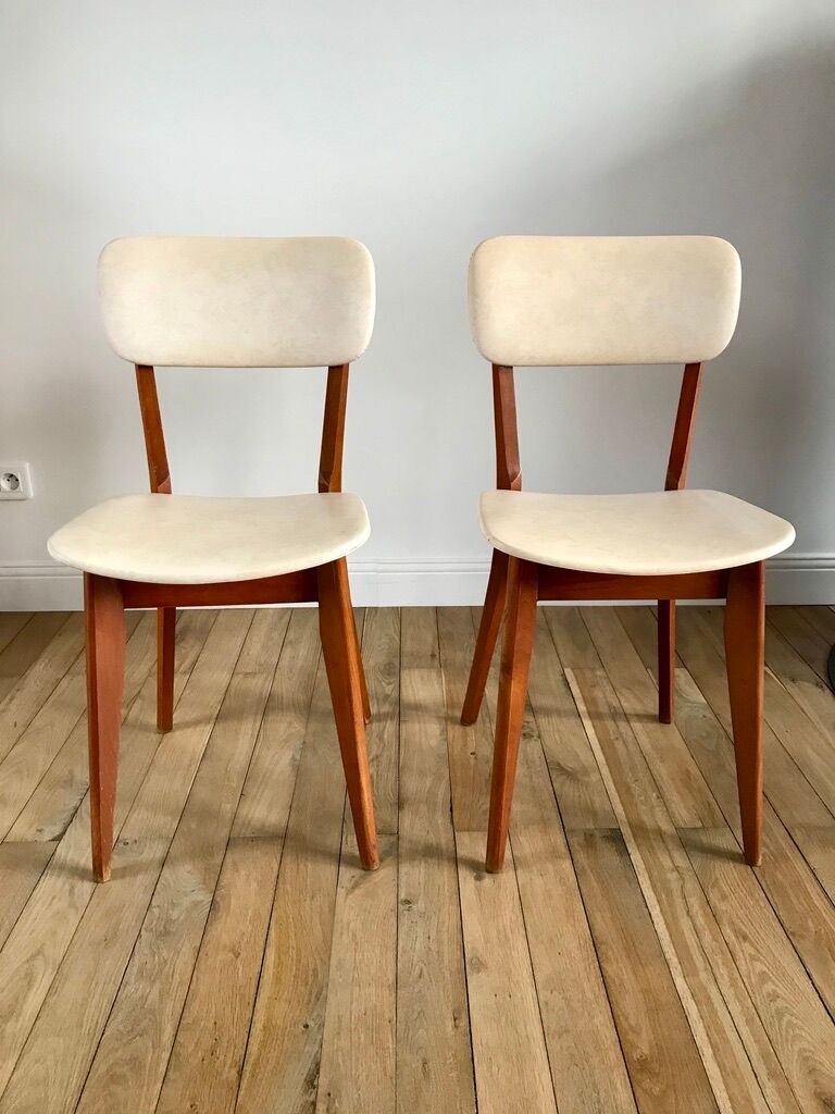 Pair of scandinavian chairs in skaï 50s