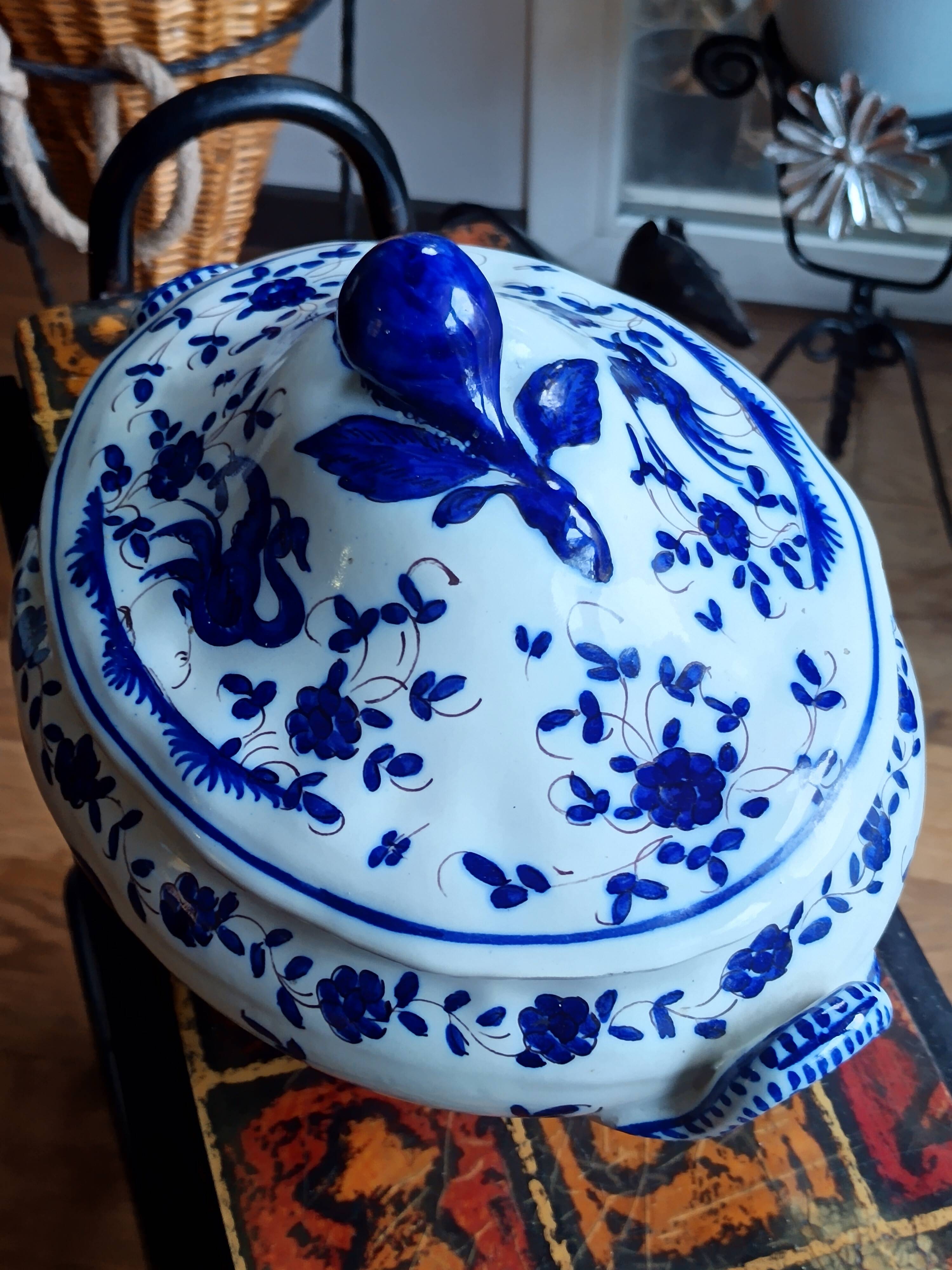 Antique earthenware vegetable dish from Matres Tolosane, attributed to Ribet and Bonnassies