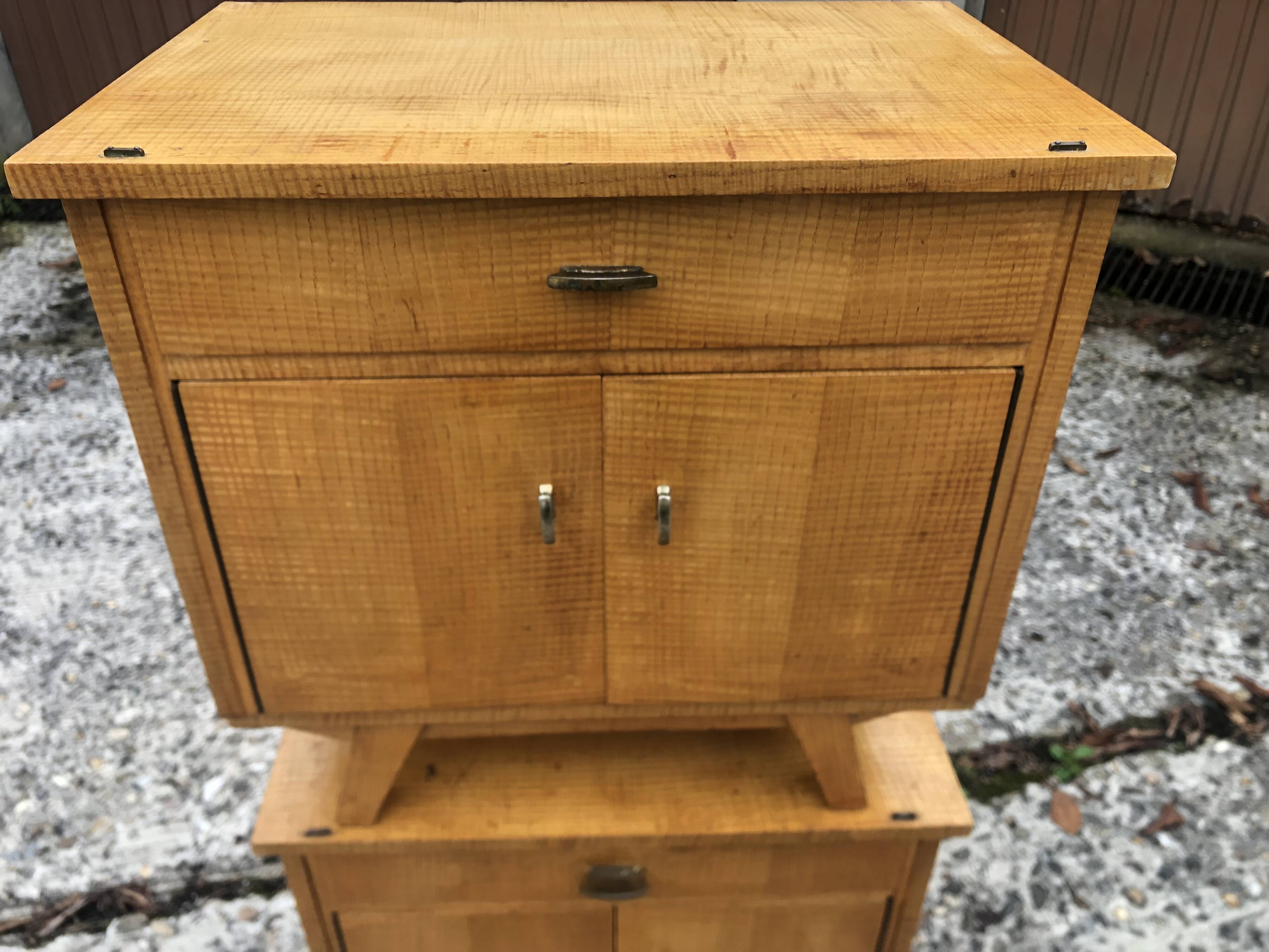 Vintage 60s blond wood bedside tables