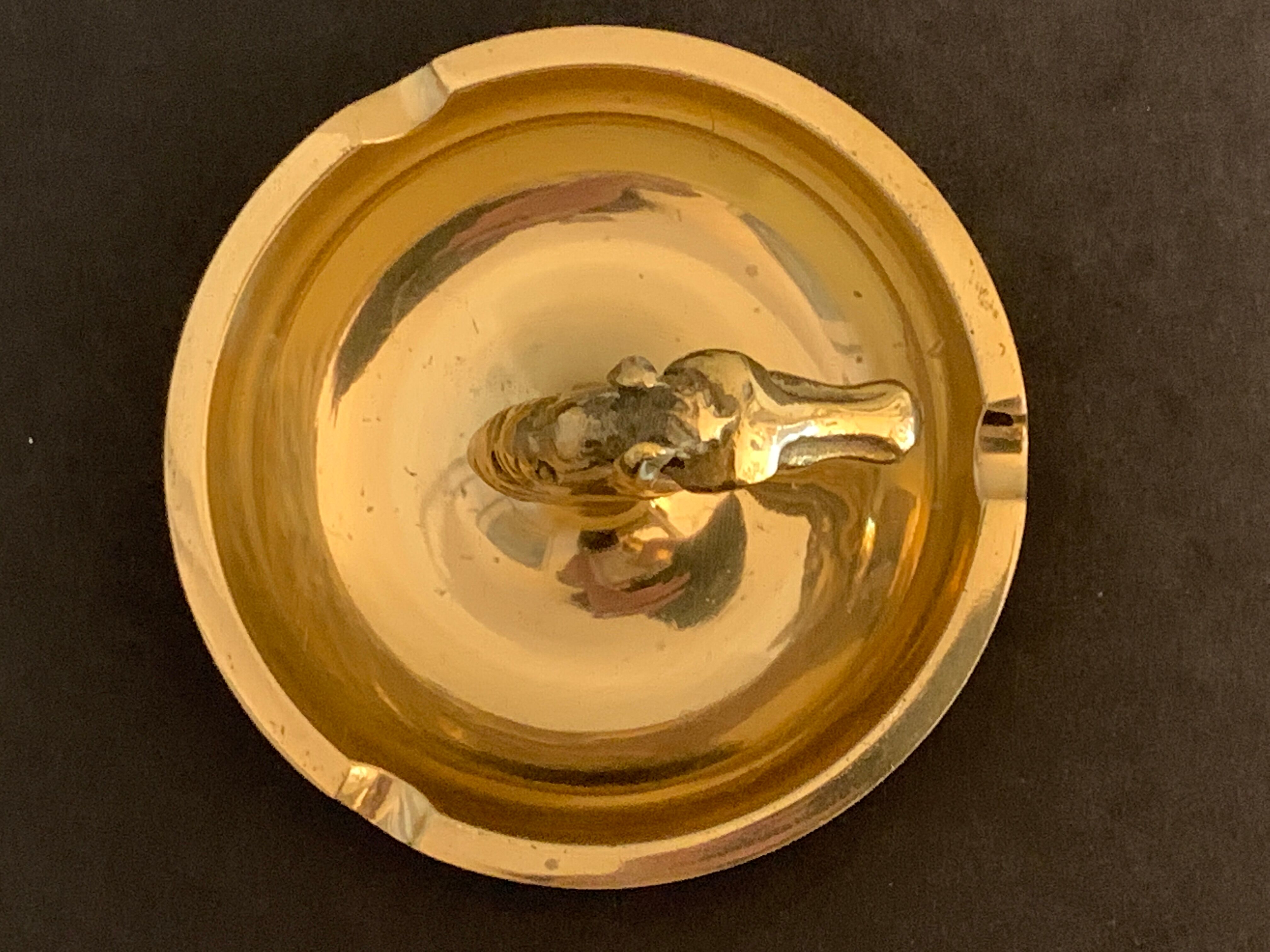 Horse-headed brass ashtray