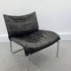 Vintage Mid-Century Scandinavian Modern Black Patchwork Leather Lounge Chair SET From IKEA, 1980s