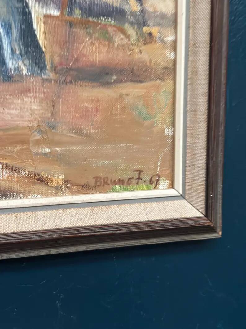 Original Swedish Oil on Canvas – "Olive Trees" by Bruno Fagerlund – Signed – Vintage and Framed – 57 × 38 cm (22.4" × 15")