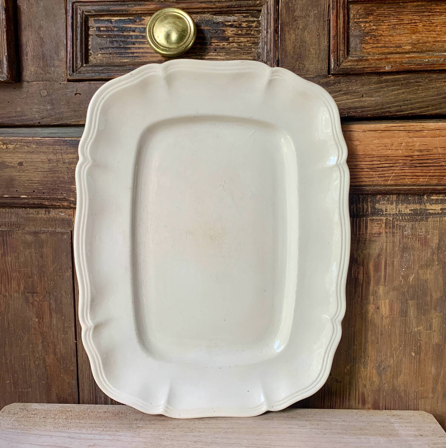 Large antique ivory serving dish from Sarreguemines