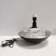Postmodern Handmade Grey Raku Ceramic Table Lamp, Signed, Italy