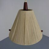 Teak and sisal ceiling lamp from Temde, 1960s