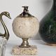 Spherical table lighter in genuine travertine – Italy, circa 1970