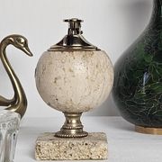 Briquet de table sphérique en travertin véritable – Italie, circa 1970