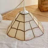 Vintage suspension in pink mother-of-pearl – Stained glass style