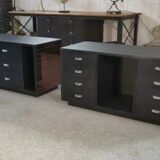 Ensemble de 2 coiffeuses, comptoirs de bijouterie en miroir fumé avec tiroirs, 1970