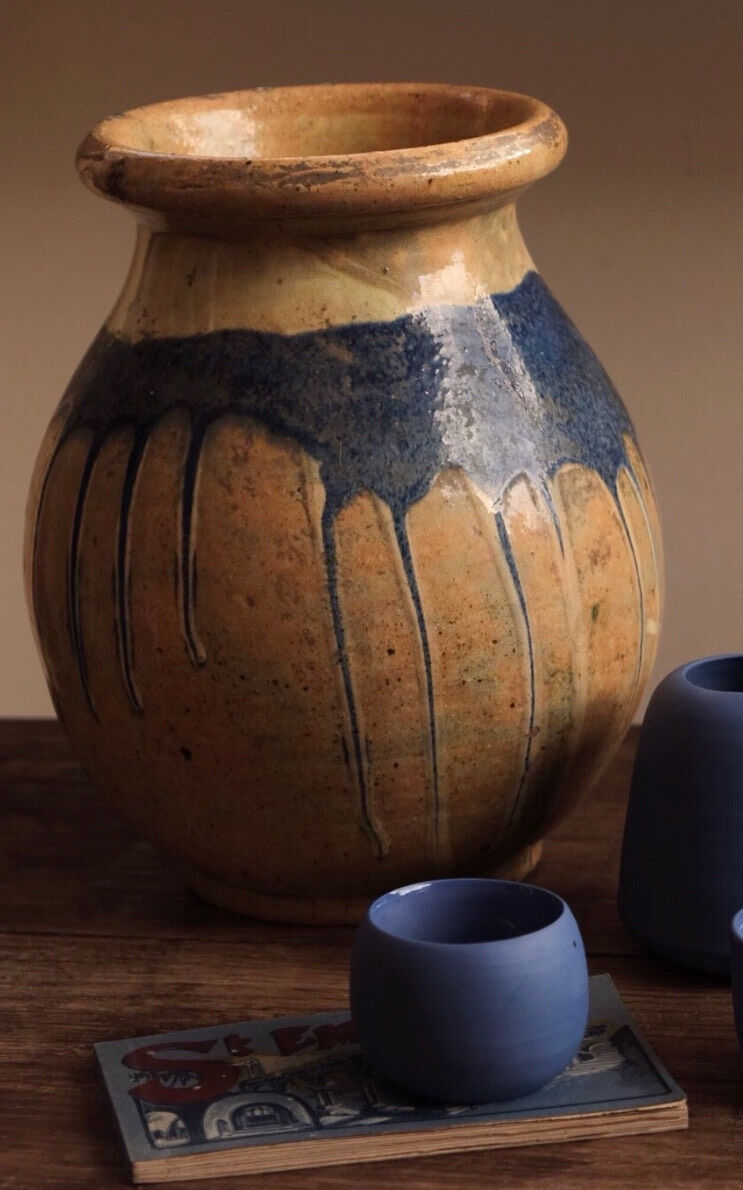 Glazed stoneware vase