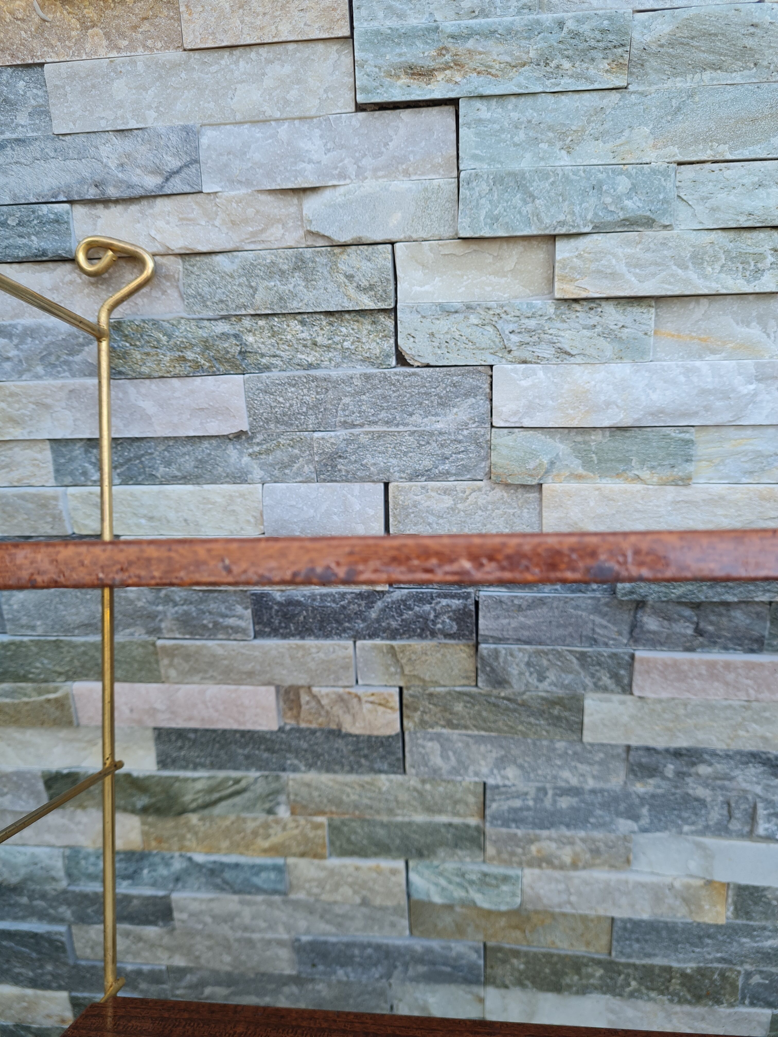 Wall shelves style metal string imitation wood 60- 70s