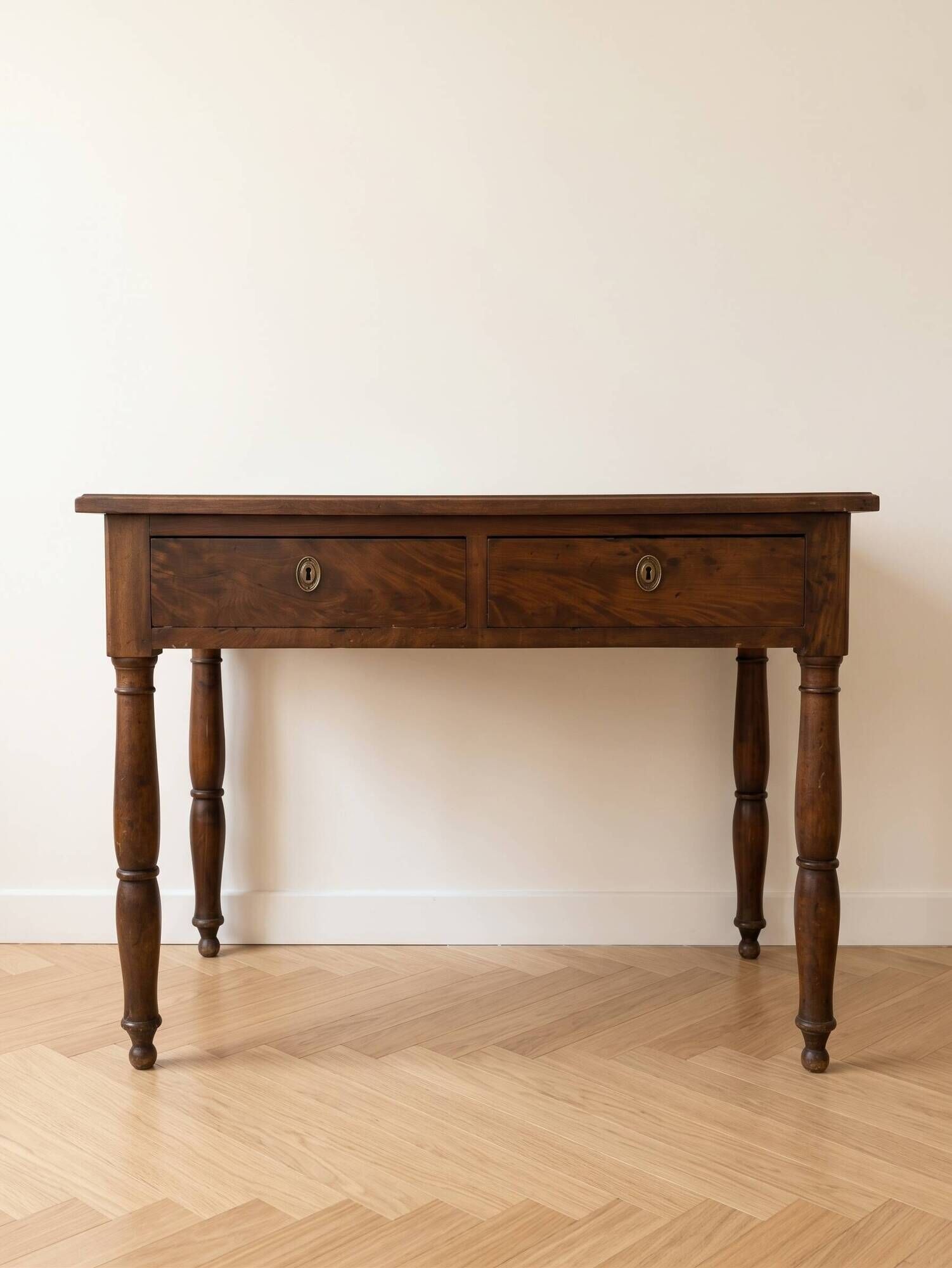 Antique wooden desk with two drawers