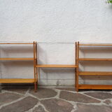 Pair of modular pine wall shelves