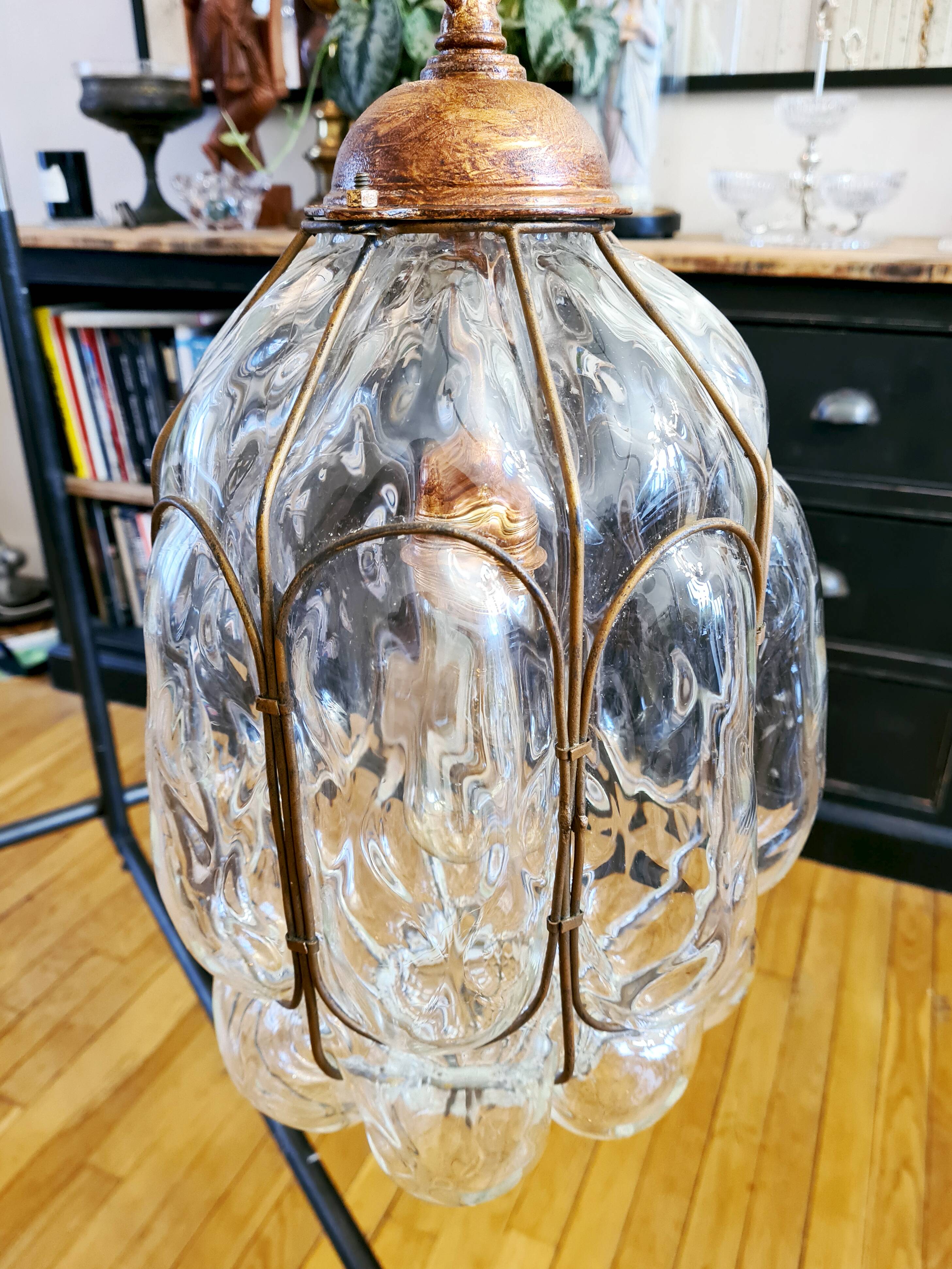 Murano glass hand-blown pendant light, mid-20th century
