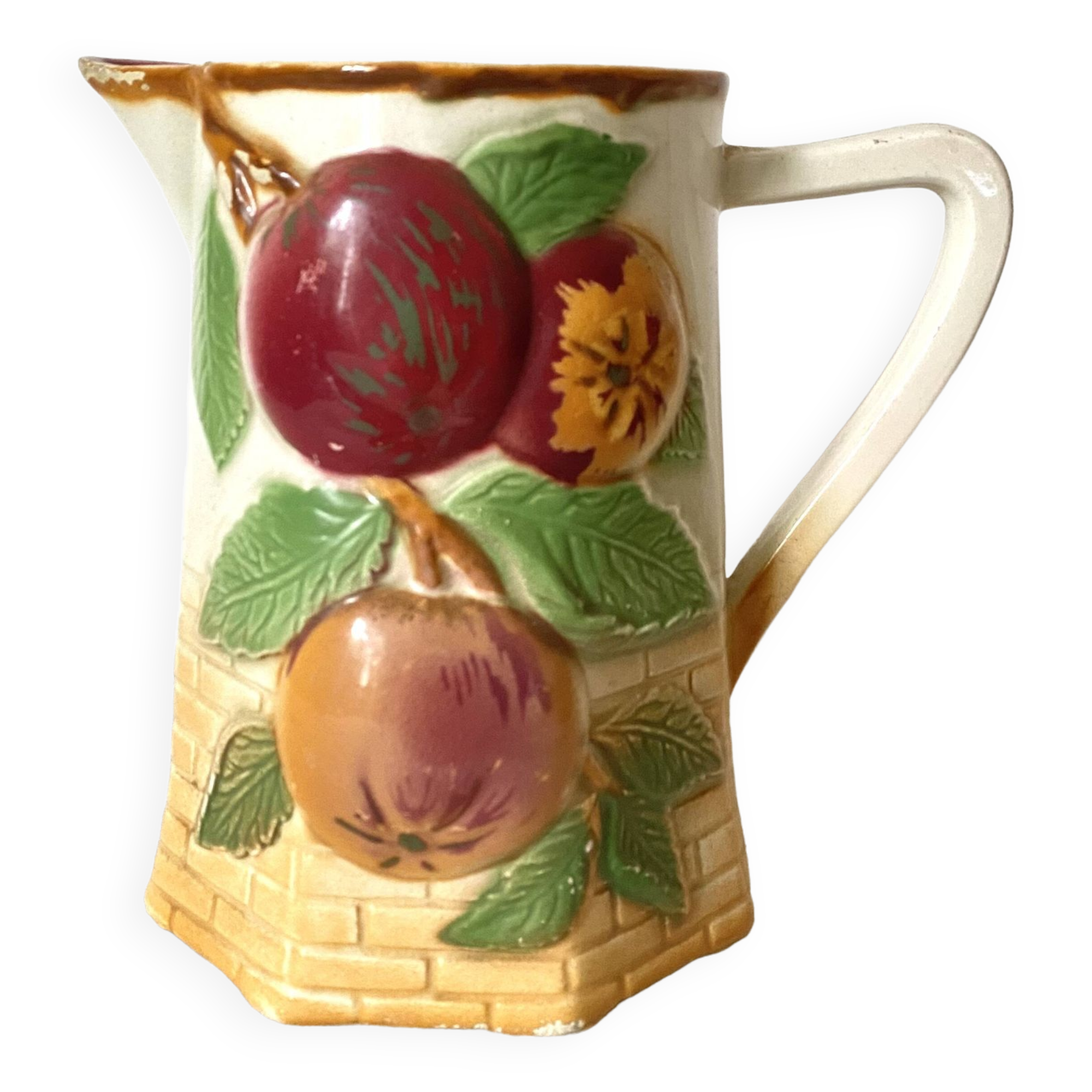 Antique pitcher in Apple slip