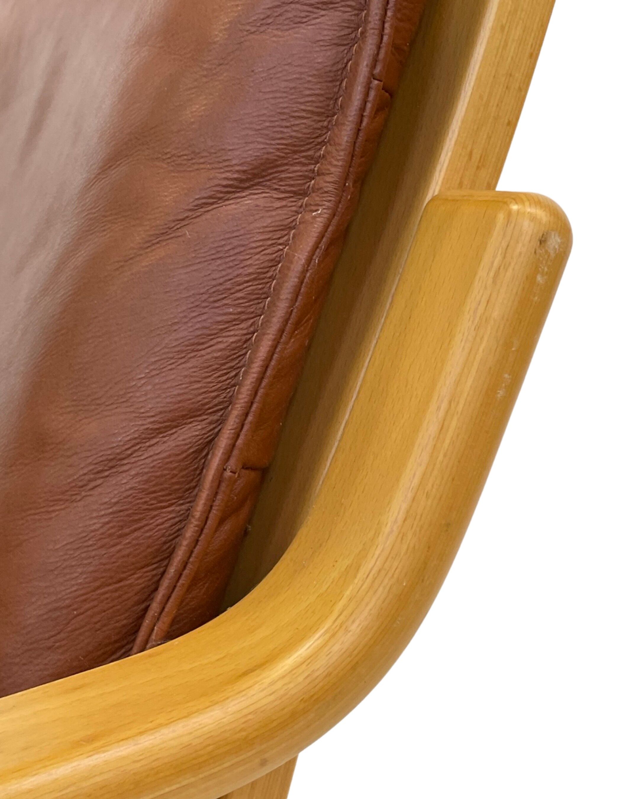 Vintage Danish armchair cognac leather by Stouby